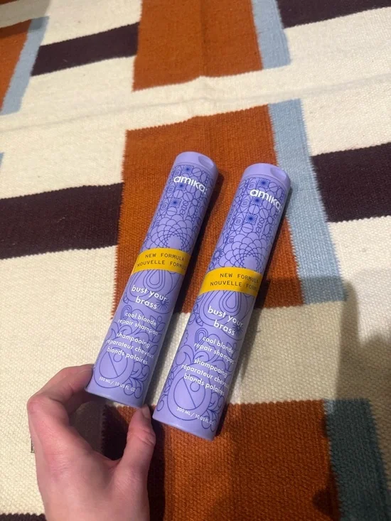 2 bottles of amika Bust Your Brass Purple Shampoo - Picture 2 of 4